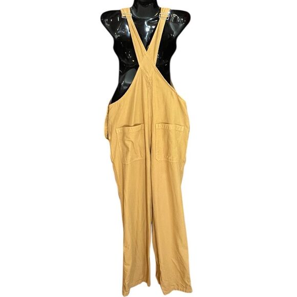 Everlane Mustard Denim Overalls 100% Cotton Silver Hardware Utility Look - Picture 3 of 5